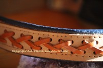 Halsband Leder blau-orange 32-41cm